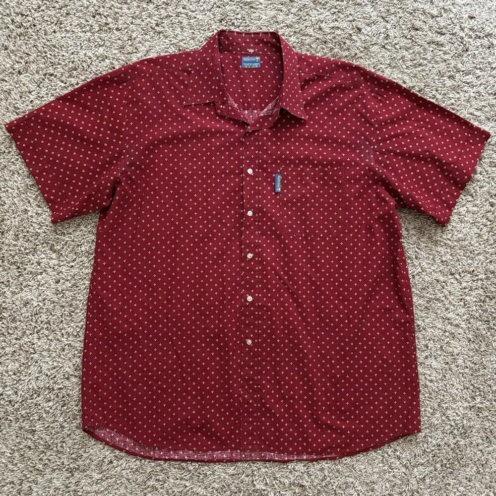 Vintage Valdrome Provence Made In France Western Button Up Red SS Shirt Size XXL